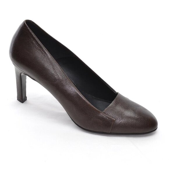 COS Brown Leather Almond Toe Fashion Pumps 39 - Picture 1 of 5